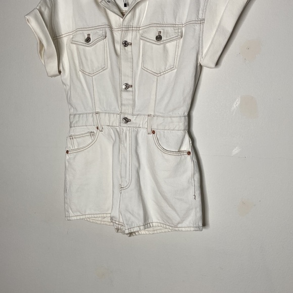 Zara white denim cotton relaxed fit romper - Picture 4 of 14